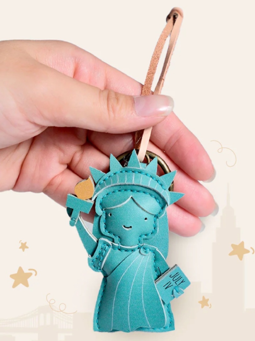 TICK & PICK Lady of Liberty Leather Bag Charm NEW